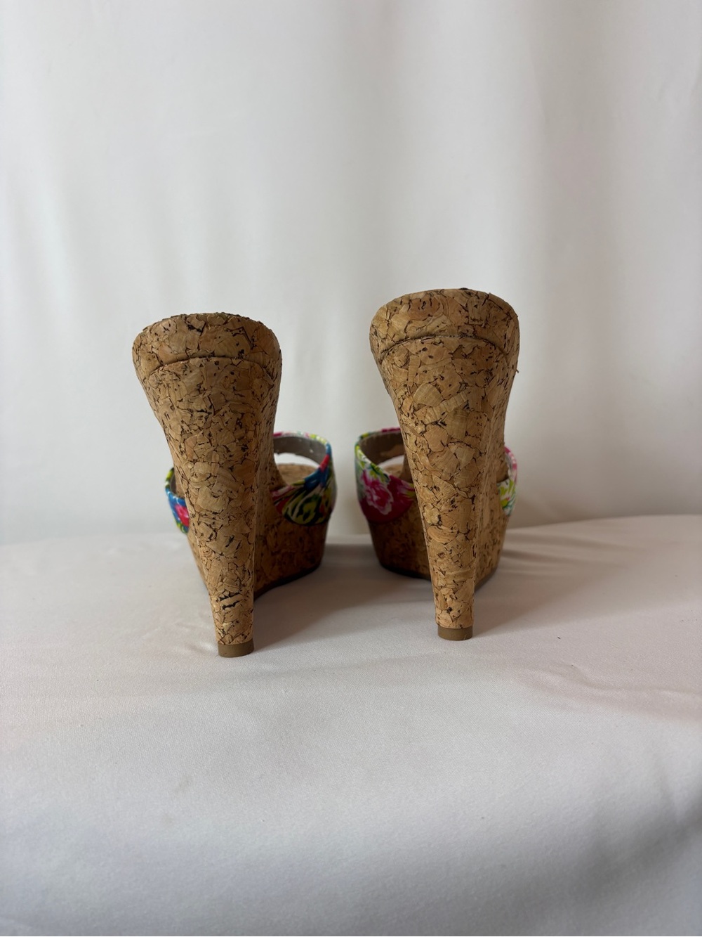 Jessica Simpson Hot Pink Floral Cork Platform Wedges - Picture 4 of 4